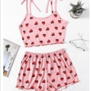 Strawberry Cropped Pajama Set